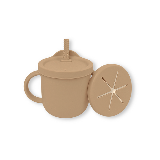 Vaso 3 en 1 (snack + popote sensorial) | Capuccino