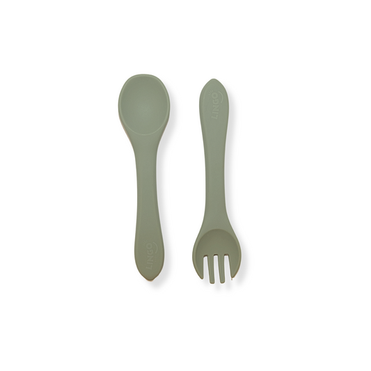 Par de cubiertos liso | Olive