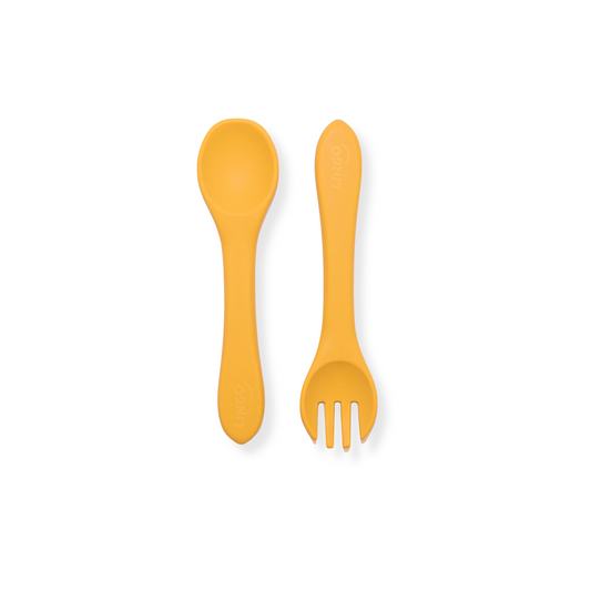 Par de cubiertos liso | Mustard